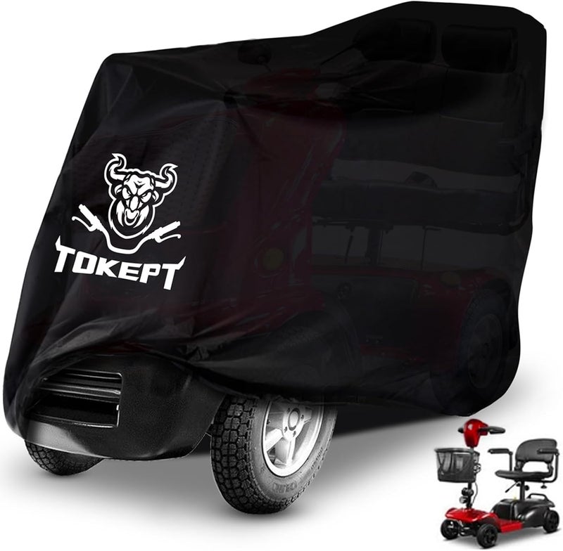 Tokept Mobility Scooter Cover, Heavy Duty 420D Oxford Fabric Electric Scooter Cover, All Weather Outdoor Protective Waterproof Cover with Windproof Buckle Storage Bag (48 inches Length) - Image 1